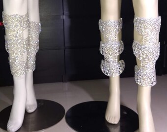 Rhinestone Leg Pieces Leg Sleeves Leg Wrist Crystal Leg warmers Leglets Samba