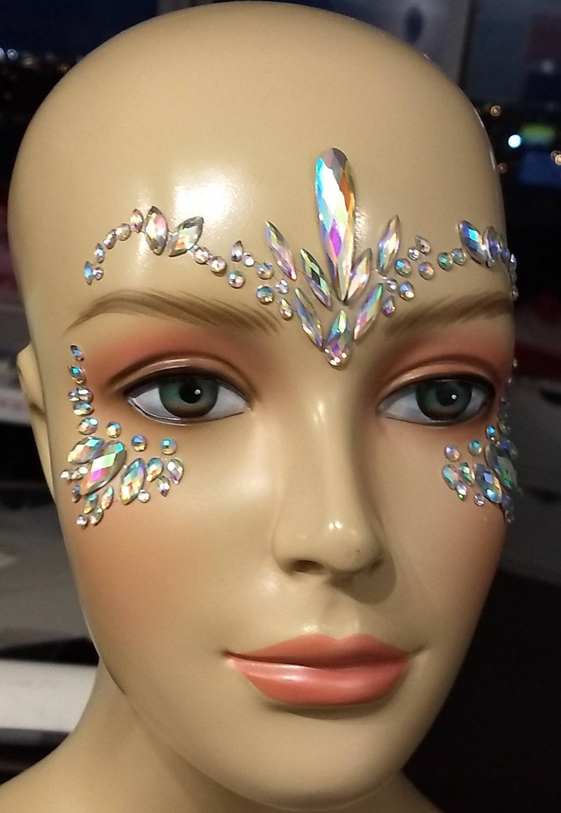 Rhinestone mask eye makeup face jewelry iridescent crystal Etsy