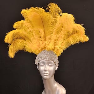 Carnival FEATHERS Halloween Open Face New Rhinestone Crown Feather headpiece height is approx. 12"-14" (30-36 cm). image 12