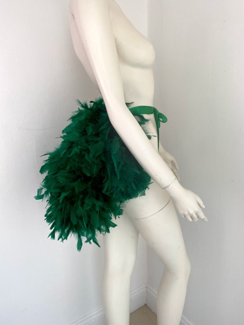 Green Simple Economical Feather Tail Fan tail back Bustle Boa tutu costume showgirl burlesque Proudly made in the USA image 3