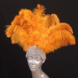 Carnival FEATHERS Halloween Open Face New Rhinestone Crown Feather headpiece height is approx. 12"-14" (30-36 cm). image 6