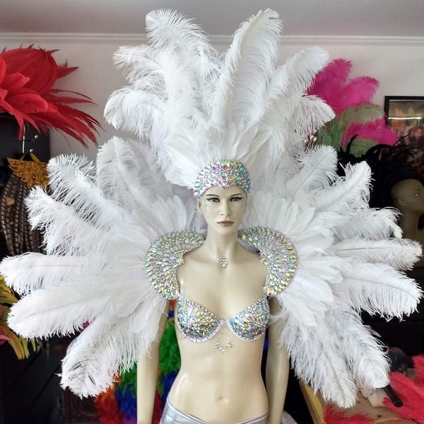 Rihanna Faschingskostüm Federn Strass Samba Kostüm Engelsflügel Fantasy Fest Karneval Showgirl Set Hora Loca