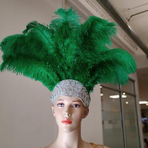 Carnival FEATHERS Halloween Open Face New Rhinestone Crown Feather headpiece height is approx. 12"-14" (30-36 cm). image 17