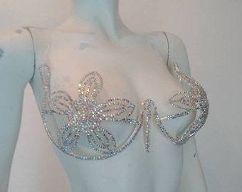 Iridescent crystal AB stones Bra Samba carnival  Jeweled Brassiere top