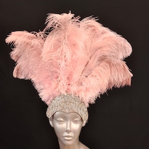Carnival FEATHERS Halloween Open Face New Rhinestone Crown Feather headpiece height is approx. 12"-14" (30-36 cm). image 7