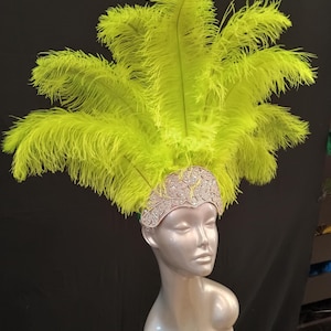 Carnival FEATHERS Halloween Open Face New Rhinestone Crown Feather headpiece height is approx. 12"-14" (30-36 cm). image 15