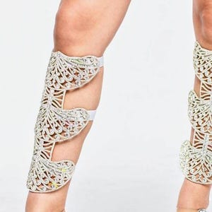 Rhinestone Leg pieces   glitter Elastic straps