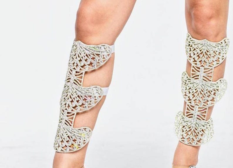 Rhinestone Leg pieces   glitter Elastic straps