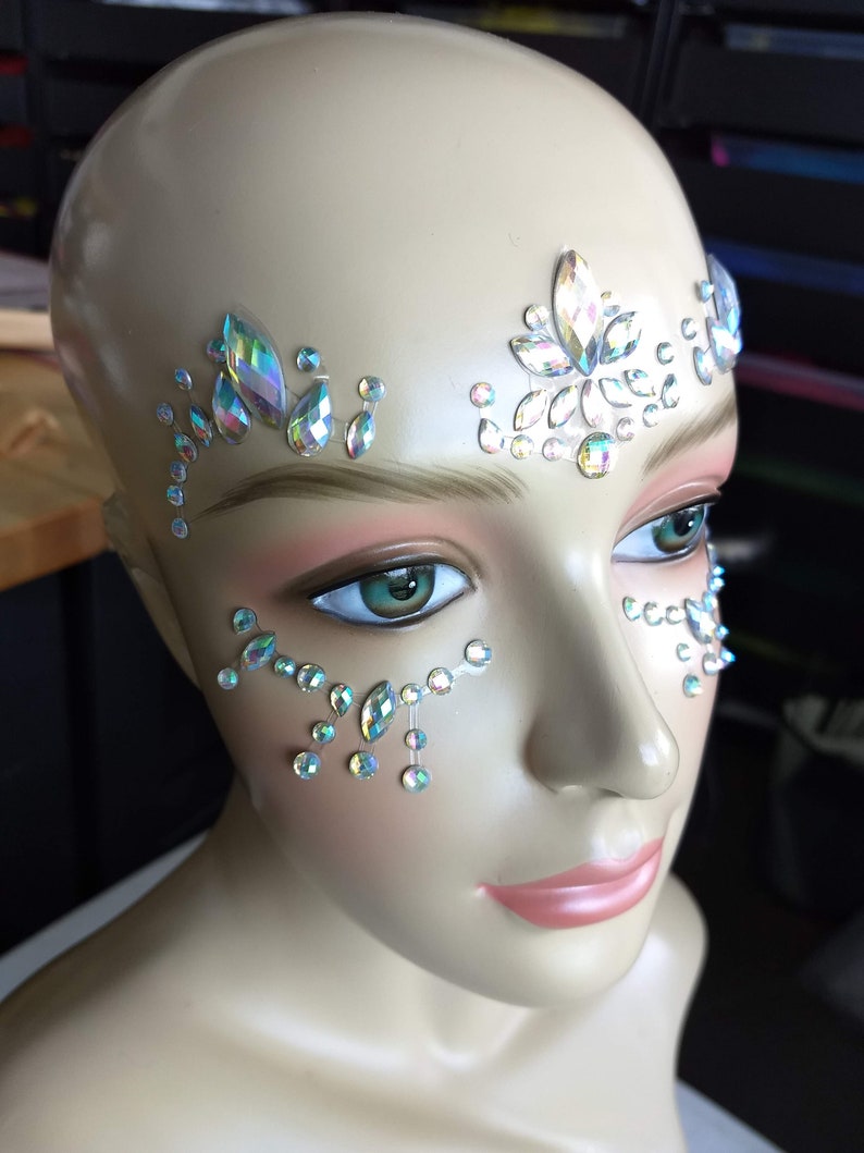Rhinestone mask eye makeup face jewelry iridescent crystal Etsy