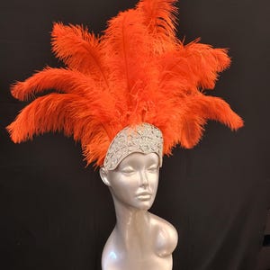 Carnival FEATHERS Halloween Open Face New Rhinestone Crown Feather headpiece height is approx. 12"-14" (30-36 cm). image 16