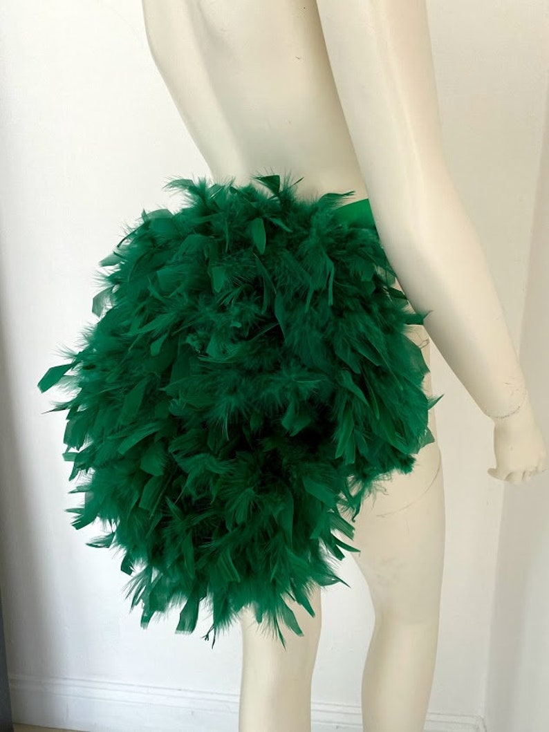 Green Simple Economical Feather Tail Fan tail back Bustle Boa tutu costume showgirl burlesque Proudly made in the USA image 6