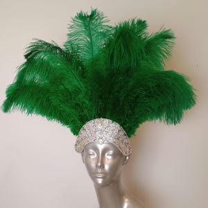 Carnival FEATHERS Halloween Open Face New Rhinestone Crown Feather headpiece height is approx. 12"-14" (30-36 cm). image 13