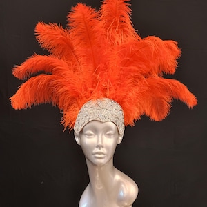 Carnival FEATHERS Halloween Open Face New Rhinestone Crown Feather headpiece height is approx. 12"-14" (30-36 cm). image 8