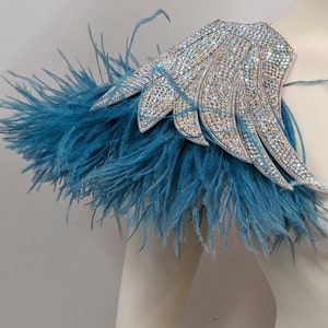 Epaulets Costume feathers rhinestone Samba Costume Angel Wings Fantasy Fest Carnival Showgirl Set Hora Loca