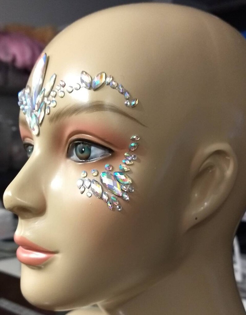 Rhinestone Mask Eye Makeup Face Jewelry Iridescent Crystal Etsy Canada