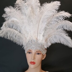 Carnival FEATHERS Halloween Open Face New Rhinestone Crown Feather headpiece height is approx. 12"-14" (30-36 cm). image 18