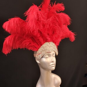 Carnival FEATHERS Halloween Open Face New Rhinestone Crown Feather headpiece height is approx. 12"-14" (30-36 cm). image 5