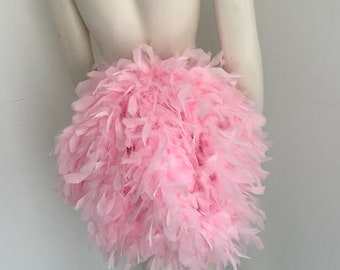 Light Pink Simple Economical Feather Tail Fan tail back Bustle Boa tutu costume showgirl burlesque Proudly made in the USA