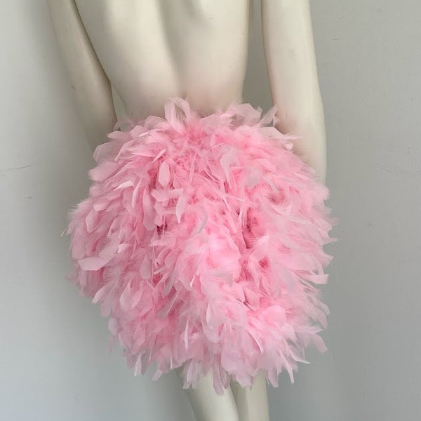 Light Pink Simple Economical Feather Tail Fan queue arrière Bustle Boa tutu costume showgirl burlesque Fièrement fait aux États-Unis