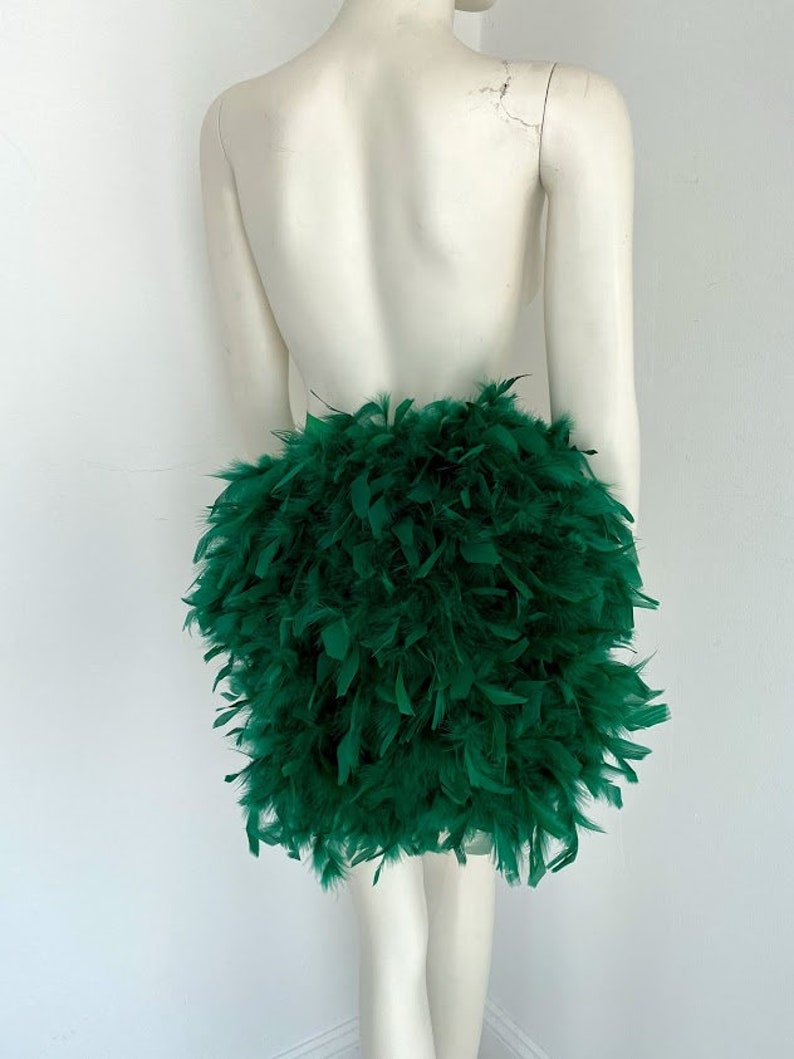Green Simple Economical Feather Tail Fan tail back Bustle Boa tutu costume showgirl burlesque Proudly made in the USA image 2