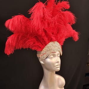 Carnival FEATHERS Halloween Open Face New Rhinestone Crown Feather headpiece height is approx. 12"-14" (30-36 cm). image 14