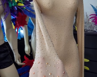 Kristall GOLD AB Farben irisierende Strass Perlen Ganzanzug Body Leotard Bodysuit Mesh Catsuit Strass verziert