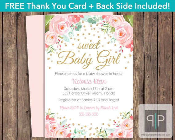 INSTANT DOWNLOAD Roses Baby Shower Invitation Editable Pink | Etsy