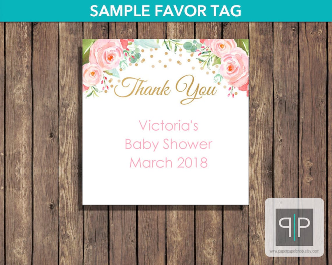 INSTANT DOWNLOAD Roses Baby Shower Favor Tags Printable Roses | Etsy