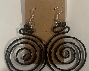 Black Spiral Pierce Earrings