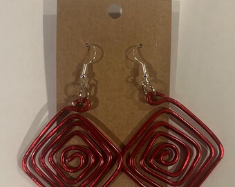Aluminum Red Earrings