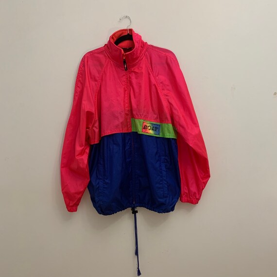 Vintage Neon Pink and Blue Windbreaker