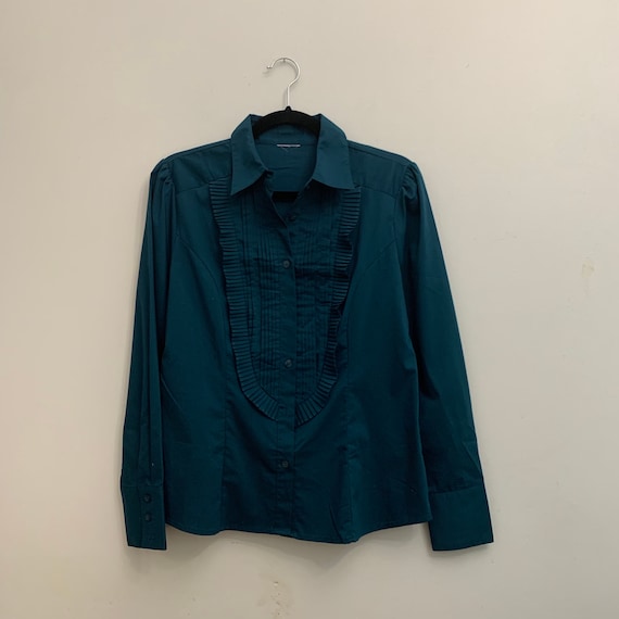 Vintage Teal Green Tuxedo Shirt