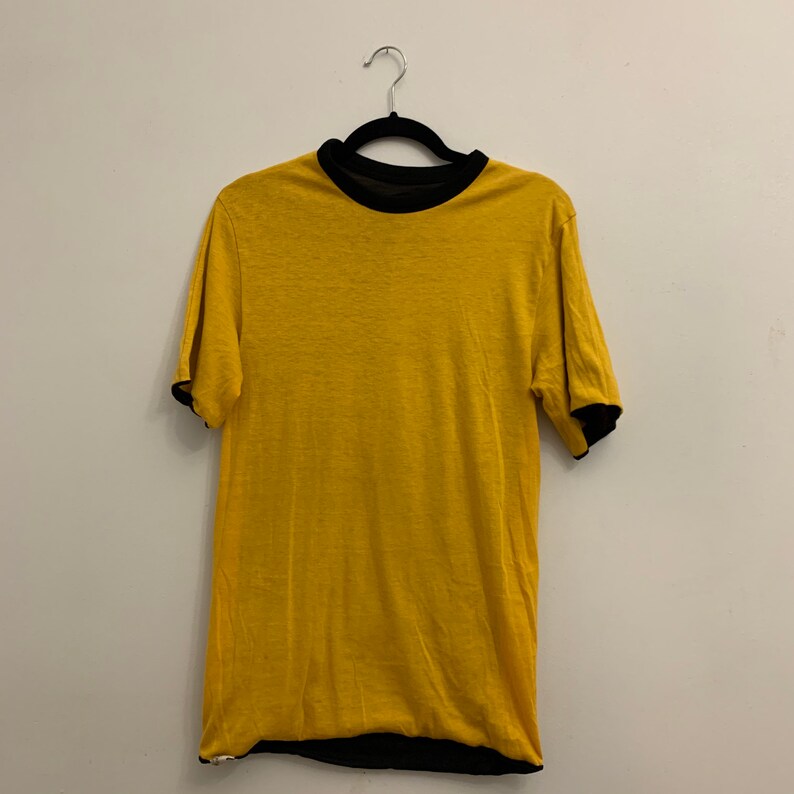 Black and Yellow Vintage Double Layer Reversible T-Shirt
