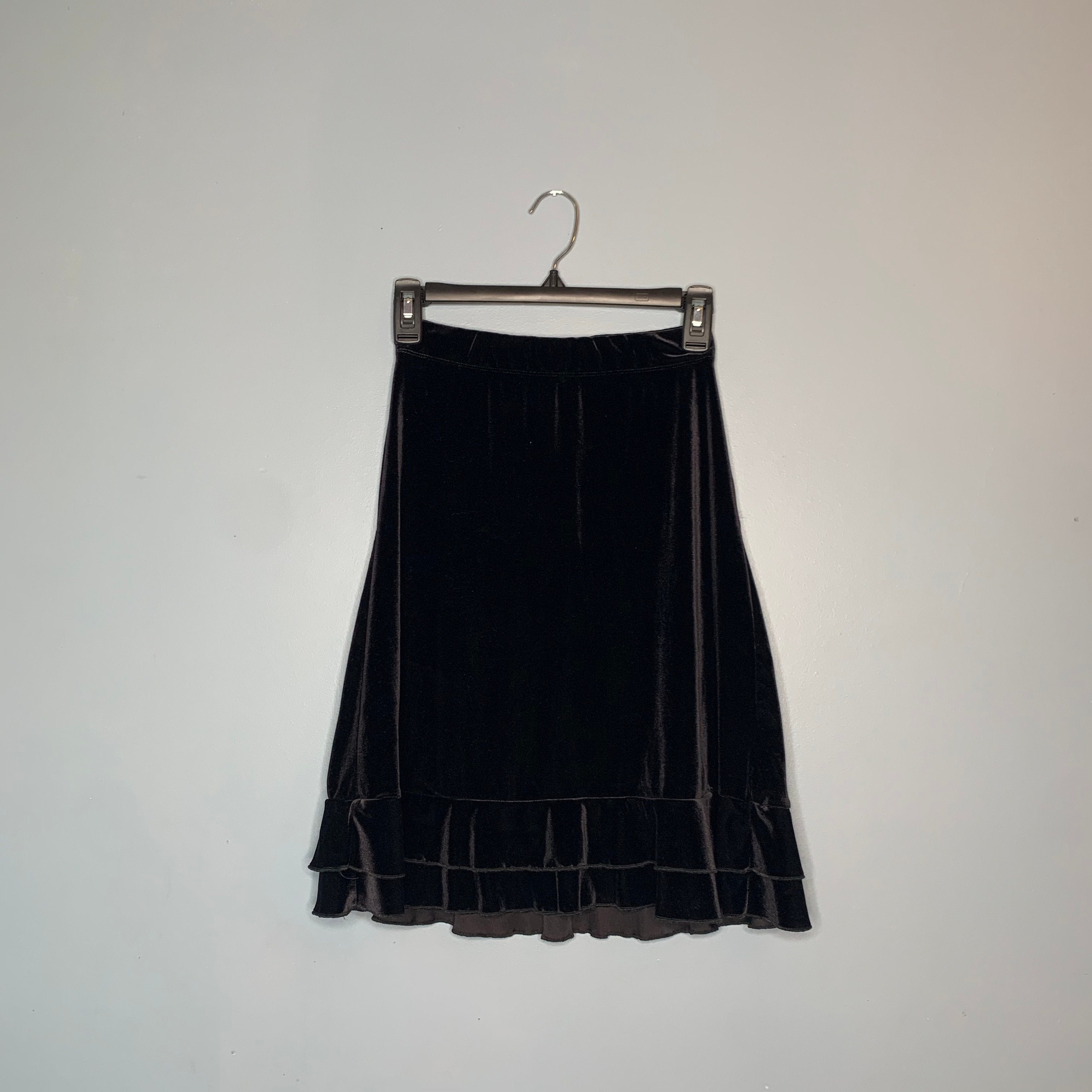 Vintage Black Velvet Skirt w/ Ruffles Etsy