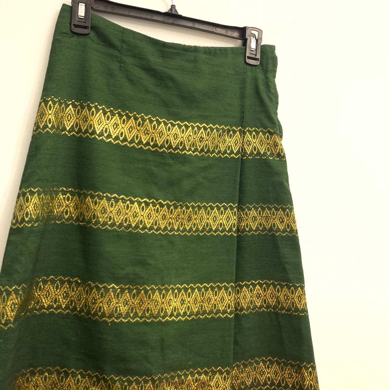 Vintage Green Skirt with Beautiful Gold Details | Etsy
