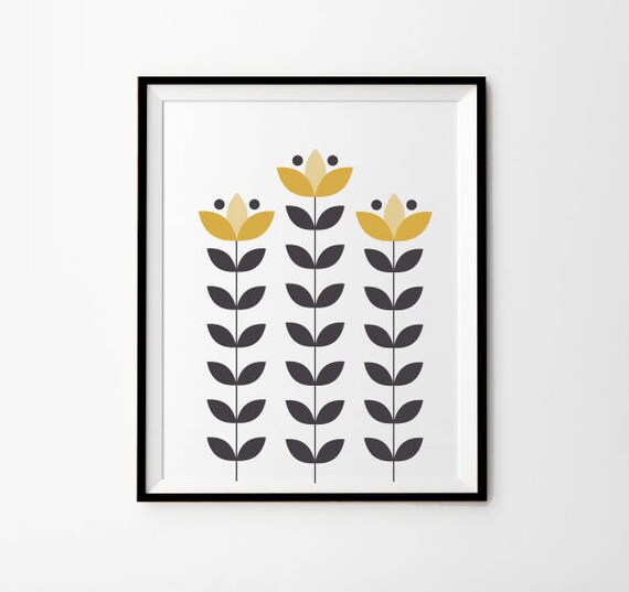 Mustard Flower Art 5 X 7 In 8 X 10 In 11 X 14 In Mustard Etsy