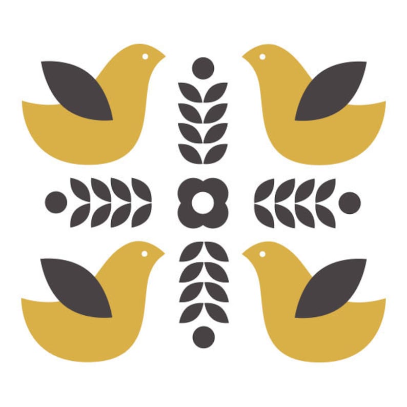 Bird Art 8 X 8 In 10 X 10 In 12 X 12 In Mustard Birds Etsy