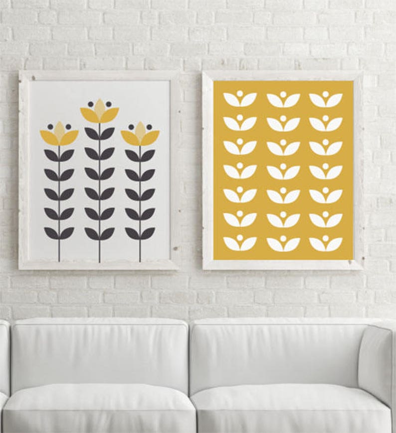 Mustard Flower Art 5 x 7 in 8 x 10 in 11 x 14 in Mustard Etsy