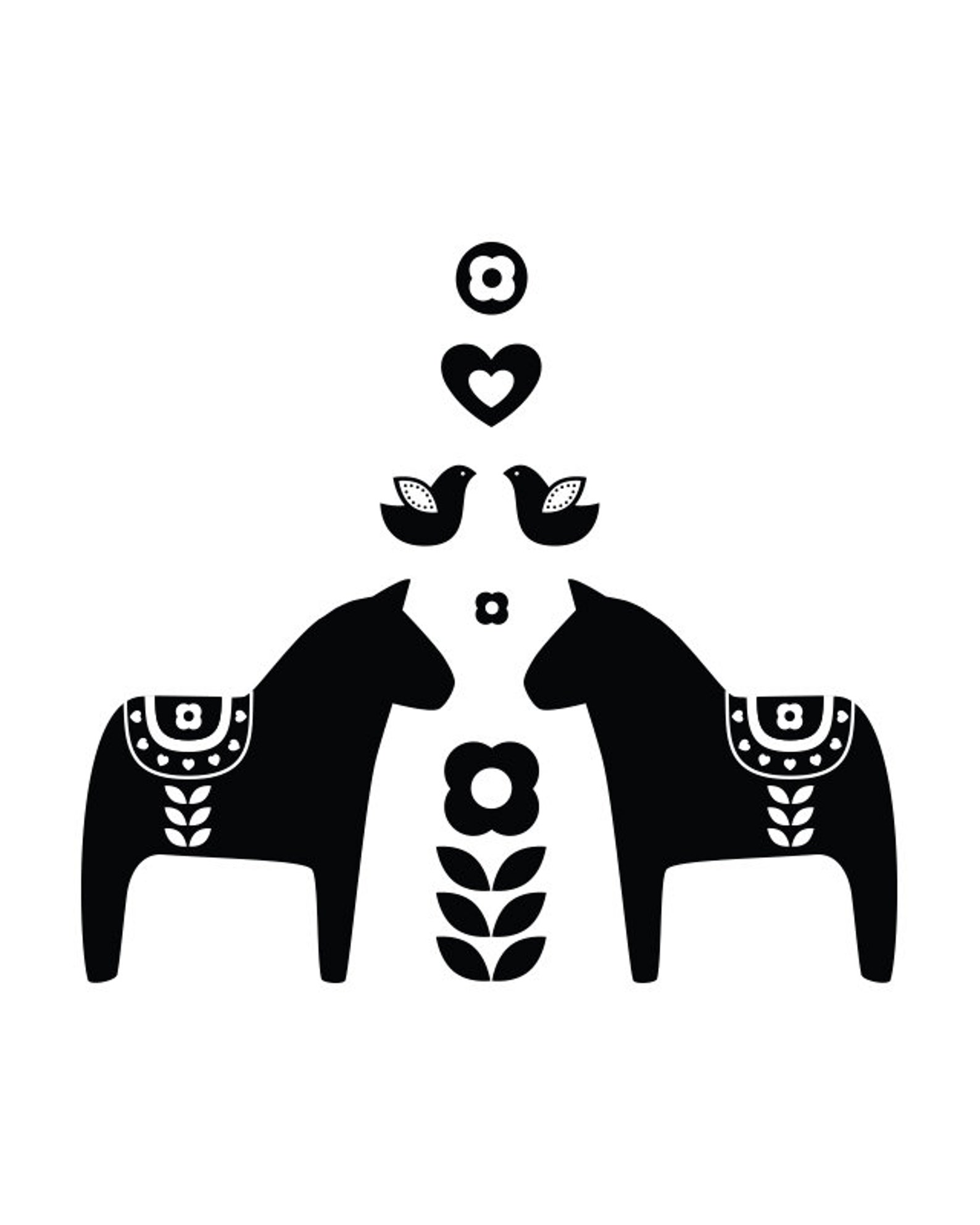 Dala horse Black and White print 5 x 7 in 8 x 10 in 11 x Etsy