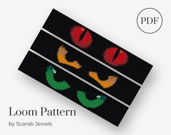 Spooky Eyes 3 Patterns Bundle! | Halloween| Loom Beading Bracelet | Cuff Bead Pattern | Miyuki Delica | PDF Instant Download