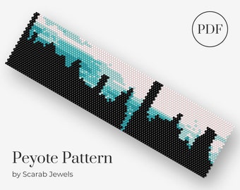 NYC New York City Skyline Pattern | Peyote Beading Bracelet | Cuff Bead Pattern | Miyuki Delica | PDF Instant Download