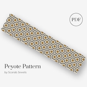 Art Deco Retro Muster | Art Deco Tapete | Peyote Perlen Armband | Manschette Perlenmuster | Miyuki Delica | PDF Sofortdownload