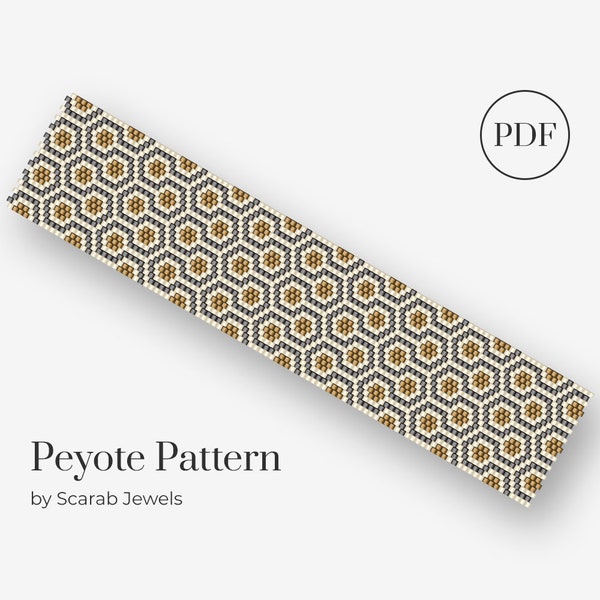 Art Deco Retro Muster | Art Deco Tapete | Peyote Perlen Armband | Cuff Bead Muster | Miyuki Delica | PDF Sofort Download