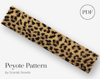 Leopard Print Pattern | Peyote Beading Bracelet | Cuff Bead Pattern | Miyuki Delica | PDF Instant Download