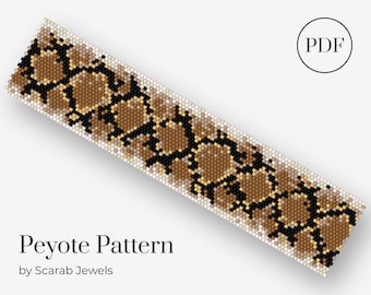 Wzór skóry węża | Bransoletka z koralików peyote | Wzór koralików mankietowych | Miyuki Delica | PDF do natychmiastowego pobrania