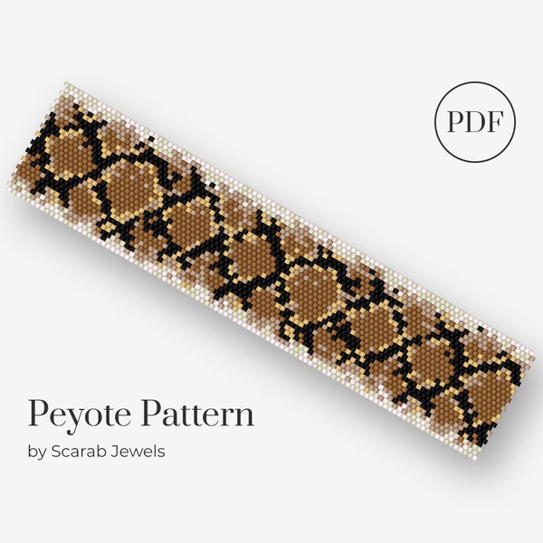 Snakeskin Pattern | Peyote Beading Bracelet | Cuff Bead Pattern | Miyuki Delica | PDF Instant Download