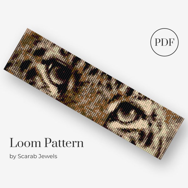 Leopard Eyes Pattern | Loom Beading Bracelet | Cuff Bead Pattern | Miyuki Delica | PDF Instant Download