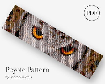 Owl Eyes Pattern | Peyote Beading Bracelet | Cuff Bead Pattern | Miyuki Delica | PDF Instant Download