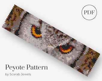Owl Eyes Pattern | Peyote Beading Bracelet | Cuff Bead Pattern | Miyuki Delica | PDF Instant Download