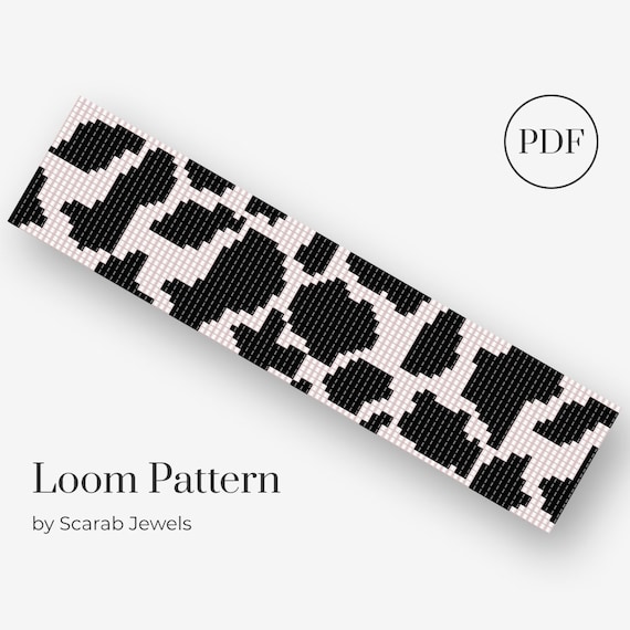Cow Print Pattern Loom Beading Bracelet Cuff Bead Pattern Etsy